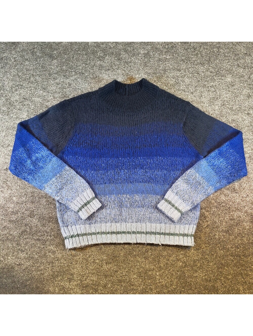 American Eagle Ombre Blue Mock Neck Chunky Knit Sweater Size S